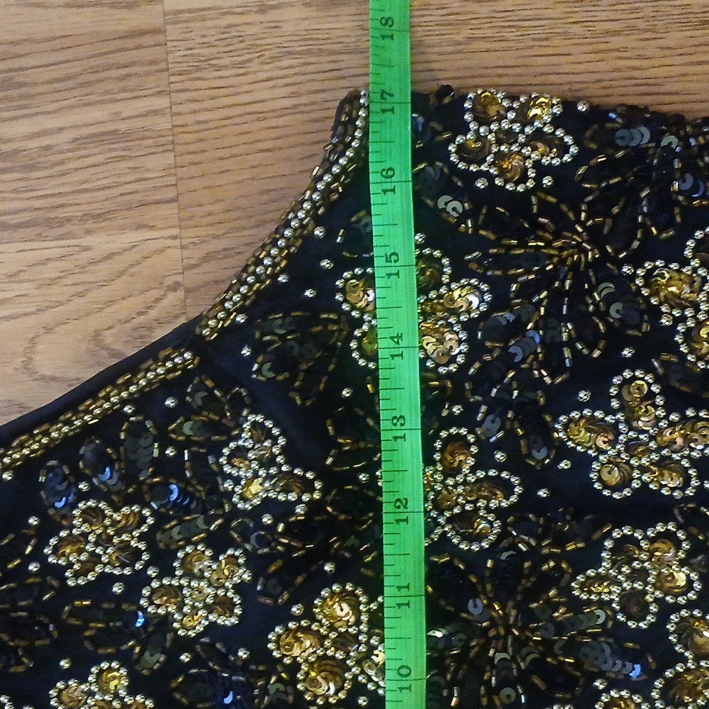 Vintage Laurence Kazar sequin beaded Dress Womens Size Small  Black Formal Maxi - Picture 13 of 15